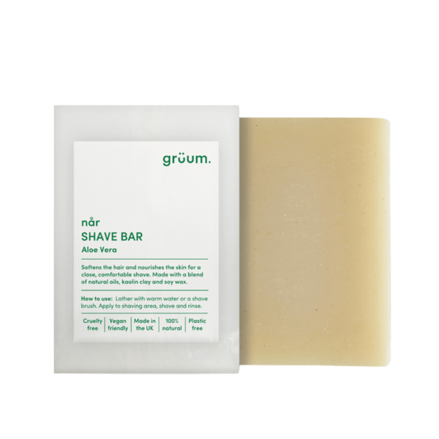 GRUUM, NAR SHAVE BAR-ALOE VERA, kietoji skutimosi priemonė, alijošiaus kvapo, 95 g